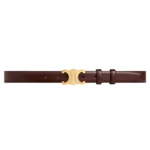 CELINE MEDIUM TRIOMPHE BELT IN TAURILLON LEATHER SMOKED BROWN