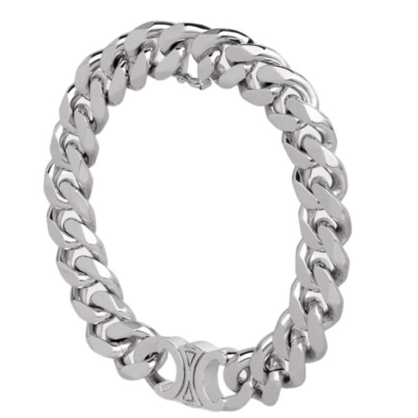 CELINE TRIOMPHE GOURMETTE BRACELET IN BRASS WITH RHODIUM FINISH - Image 3