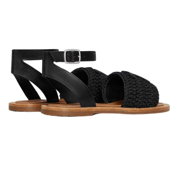 CELINE LYMPIA SANDAL IN TRIOMPHE MACCRAMÉ COTTON AND CALFSKIN BLACK - Image 4