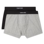 TOM FORD COTTON BOXER BRIEFS TWO PACK BLACK/GREY