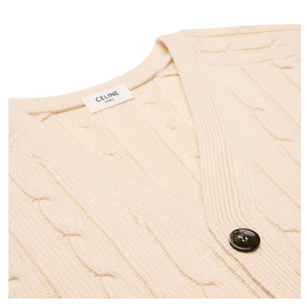 CELINE TRIOMPHE CARDIGAN IN CABLE KNIT CASHMERE CREAM - Image 6