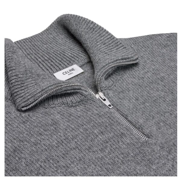 CELINE TRIOMPHE TRUCKER SWEATER IN WOOL AND CASHMERE GREY-OFF WHITE - Image 4