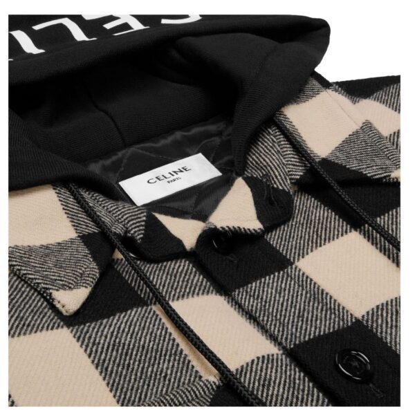 CELINE HOODED OVERSHIRT IN CHECK WOOL - Image 3