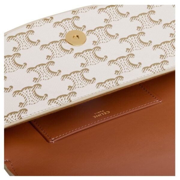 CELINE CLUTCH ON STRAP TABOU IN TRIOMPHE CANVAS AND CALFSKIN WHITE-TAN - Image 5