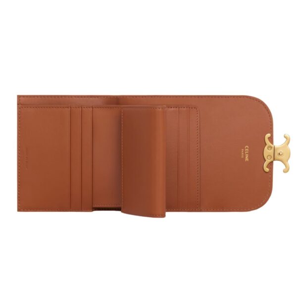 CELINE SMALL FLAP WALLET TRIOMPHE IN TRIOMPHE CANVAS WHITE-TAN - Image 5