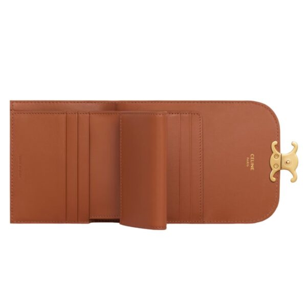 CELINE SMALL FLAP WALLET TRIOMPHE IN TRIOMPHE CANVAS WHITE-TAN - Image 5