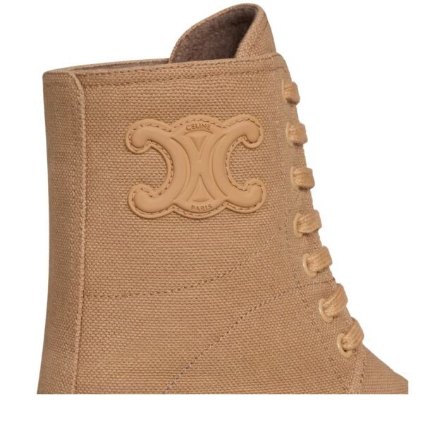 CELINE RILEY LACE UP BOOT IN CANVAS CARAMEL - Image 4