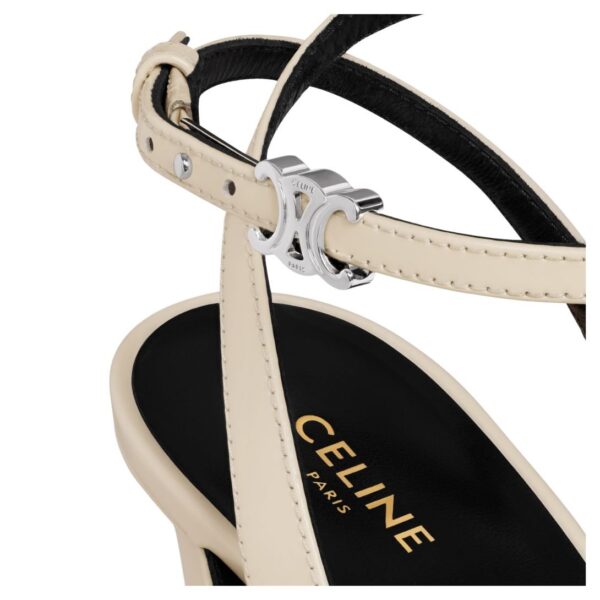 CELINE AVA TRIOMPHE STILETTO SANDAL IN PATENT CALFSKIN MILK - Image 5