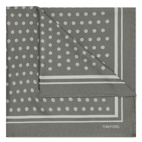TOM FORD POLKA DOT SQUARE DESIGN POCKET SQUARE GREY - Image 6