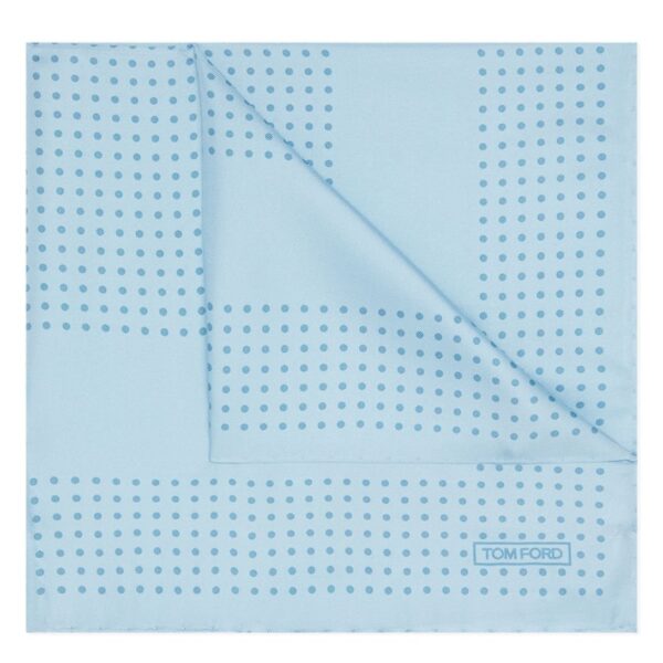 TOM FORD FRAMED POLKA DOT POCKET SQUARE AQUAMARINE - Image 5