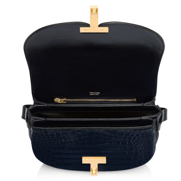 TOM FORD SHINY STAMPED CROCODILE LEATHER WALLIS CROSSBODY BAG NAVY - Image 6