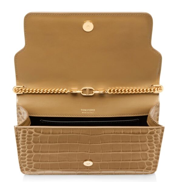 TOM FORD STAMPED CROCODILE LEATHER SMALL SHOULDER BAG SAFARI BEIGE - Image 6