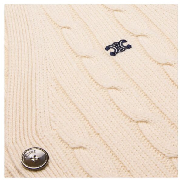 CELINE TRIOMPHE CARDIGAN IN CABLE KNIT CASHMERE CREAM - Image 7