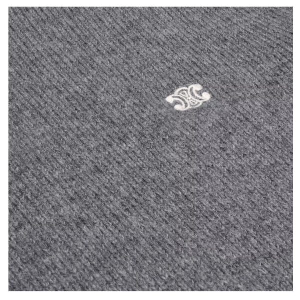 CELINE TRIOMPHE TRUCKER SWEATER IN WOOL AND CASHMERE GREY-OFF WHITE - Image 5