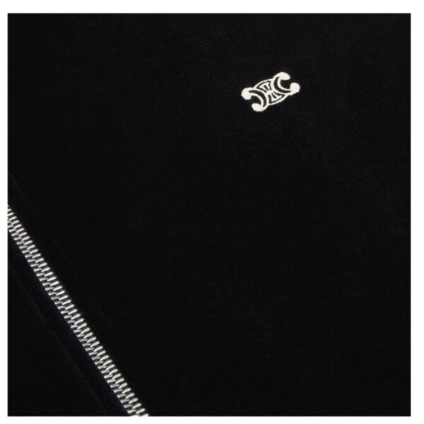 CELINE TRIOMPHE TRACKSUIT JACKET IN VELVET JERSEY BLACK - Image 6