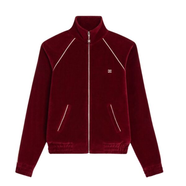 CELINE TRIOMPHE TRACKSUIT JACKET IN VELVET JERSEY BLACK - Image 3