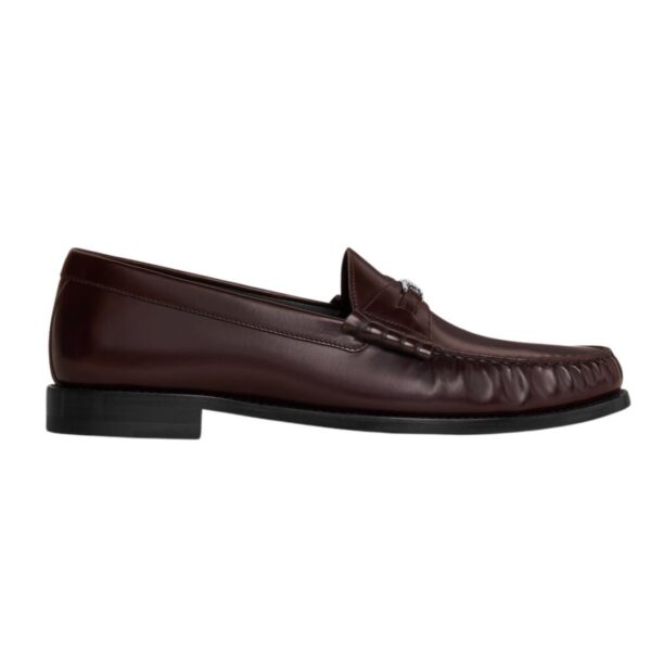 CELINE LUCO TRIOMPHE LOAFER IN POLISHED BULL DARK BROWN-SILVER