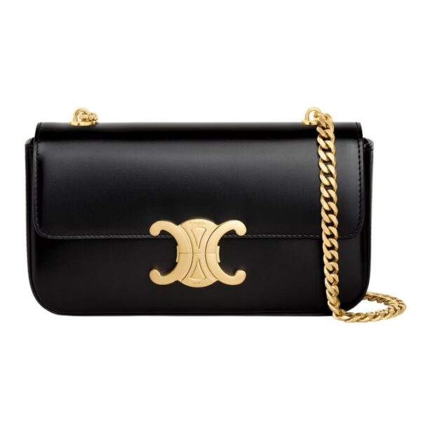 CELINE CHAIN SHOULDER BAG CLAUDE IN SHINY CALFSKIN LIGHT YELLOW - Image 3
