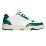CELINE TRAINER CT 09 LOW LACE UP SNEAKER IN CALFSKIN AND MESH OPTIC WHITE-GREEN