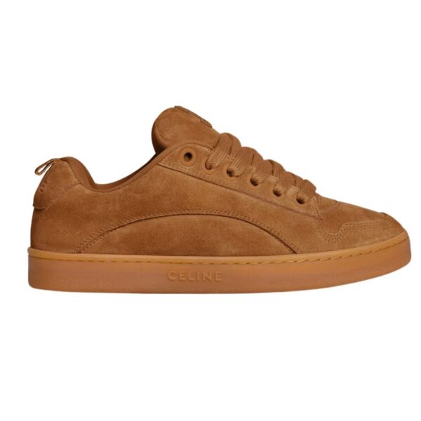 CELINE HUNTINGTON LOW LACE UP SNEAKER IN SUEDE CALFSKIN AND MESH OPTIC WHITE - Image 3