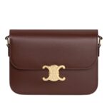 CELINE CLASSIQUE TRIOMPHE BAG IN SHINY CALFSKIN CHESTNUT