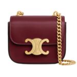 CELINE MINI CHAIN CLAUDE IN SHINY CALFSKIN LIGHT BURGUNDY