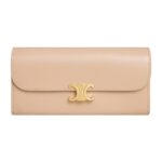 CELINE LARGE WALLET TRIOMPHE IN SHINY CALFSKIN OAT BEIGE