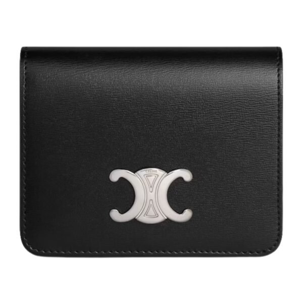 CELINE TRIOMPHE COMPACT WALLET IN SHINY CALFSKIN MOON - Image 4