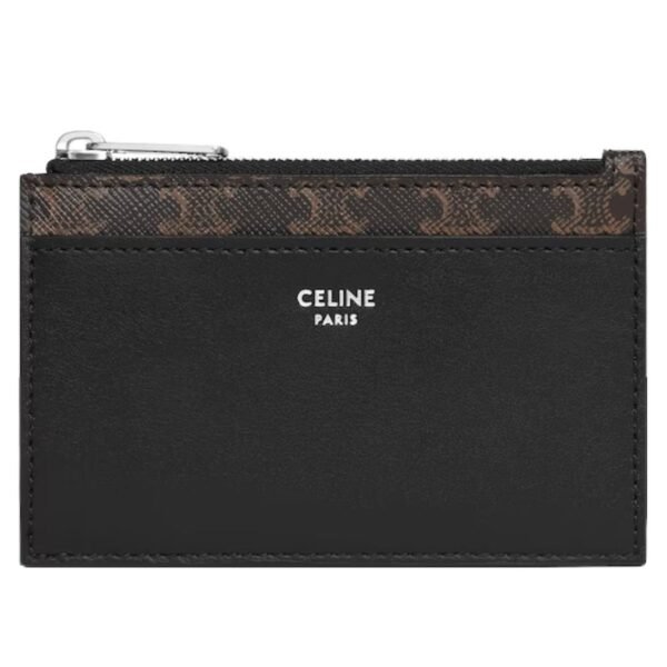 CELINE ZIPPED CARD HOLDER IN TRIOMPHE CANVAS AND LAMBSKIN TAN - Image 3