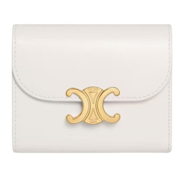 CELINE SMALL FLAP WALLET TRIOMPHE IN SHINY CALFSKIN SMOKED BROWN - Image 4