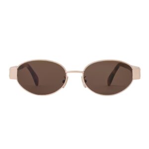 CELINE TRIOMPHE METAL 01 SUNGLASSES IN METAL ROSE GOLD-BROWN