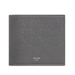 CELINE BI FOLD WALLET WITH COIN COMPARTMENT IN CALFSKIN WITH TRIOMPHE EMBOSSED ANTHRACITE