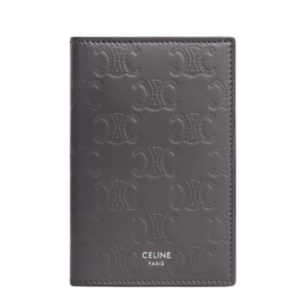 CELINE VERTICAL CARD HOLDER IN CALFSKIN WITH TRIOMPHE EMBOSSED BLACK - Image 3