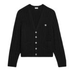 CELINE TRIOMPHE CARDIGAN IN CABLE KNIT CASHMERE BLACK