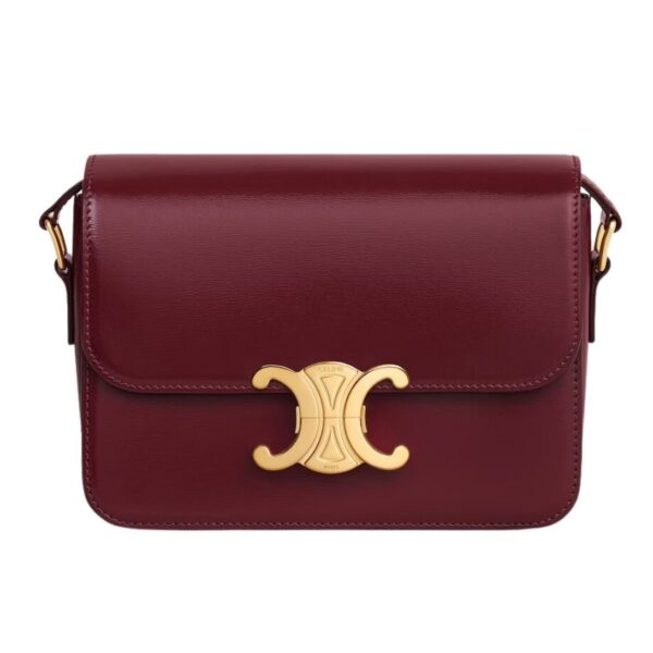 CELINE TEEN TRIOMPHE BAG IN SHINY CALFSKIN ALMOND GREEN - Image 3