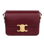 CELINE TEEN TRIOMPHE BAG IN SHINY CALFSKIN LIGHT BURGUNDY
