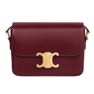 CELINE TEEN TRIOMPHE BAG IN SHINY CALFSKIN LIGHT BURGUNDY