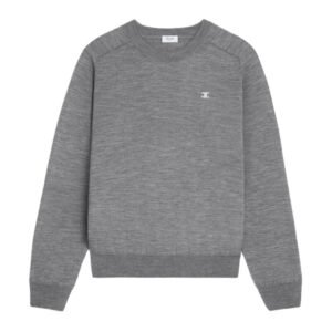 CELINE TRIOMPHE CREW NECK SWEATER IN WOOL MEDIUM GREY