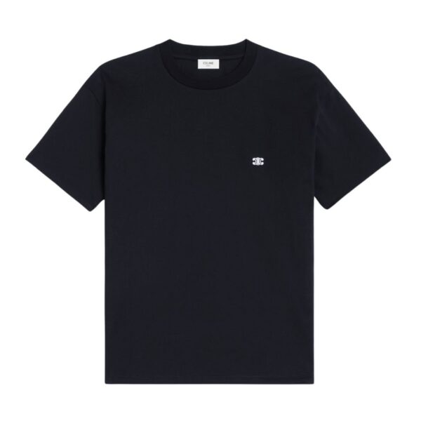 CELINE TRIOMPHE LOOSE T SHIRT IN COTTON JERSEY OFF WHITE-BLACK - Image 3