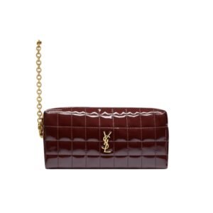 CASSANDRE MATELASSE CARRE POUCH ON CHAIN IN SHINY CANVAS