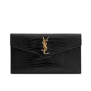 UPTOWN POUCH IN CROCODILE EMBOSSED SHINY LEATHER