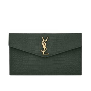 UPTOWN POUCH IN CROCODILE EMBOSSED SHINY LEATHER