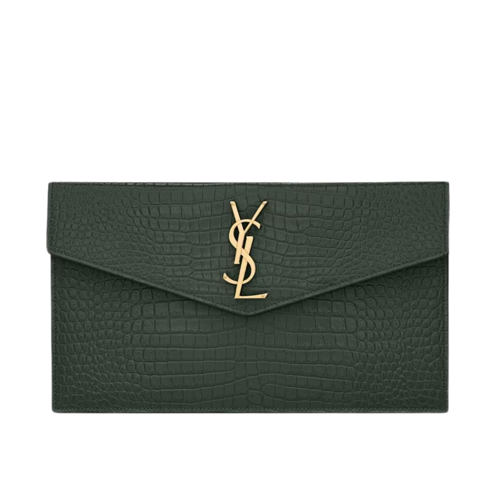 1 UPTOWN POUCH IN CROCODILE EMBOSSED SHINY LEATHER