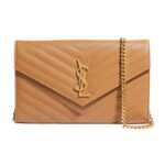 YSL MONOGRAM LARGE WALLET ON CHAIN IN GRAINED LEATHER