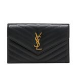 SAINT LAURENT YSL MONOGRAM SMALL WALLET ON CHAIN IN GRAINED LEATHER