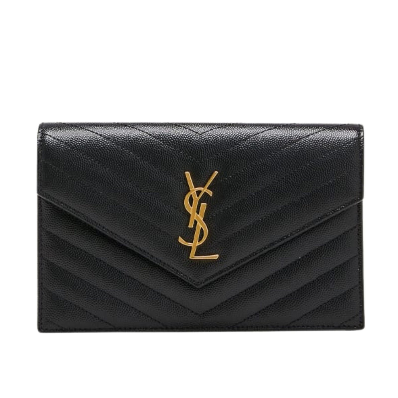 SAINT LAURENT YSL MONOGRAM SMALL WALLET ON CHAIN IN GRAINED LEATHER