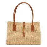 YSL TOTE BAG IN RAFFIA AND LEATHER
