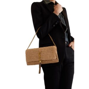 KATE EMBELLISHED RAFFIA SHOULDER BAG