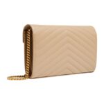 YSL MONOGRAM LARGE WALLET ON CHAIN IN GRAINED LEATHER