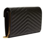 YSL MONOGRAM LARGE WALLET ON CHAIN IN GRAINED LEATHER